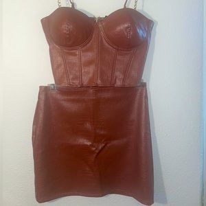 SAY WHAT? TWO PIECE BUSTIER / SKIRT SET, SIZE L
